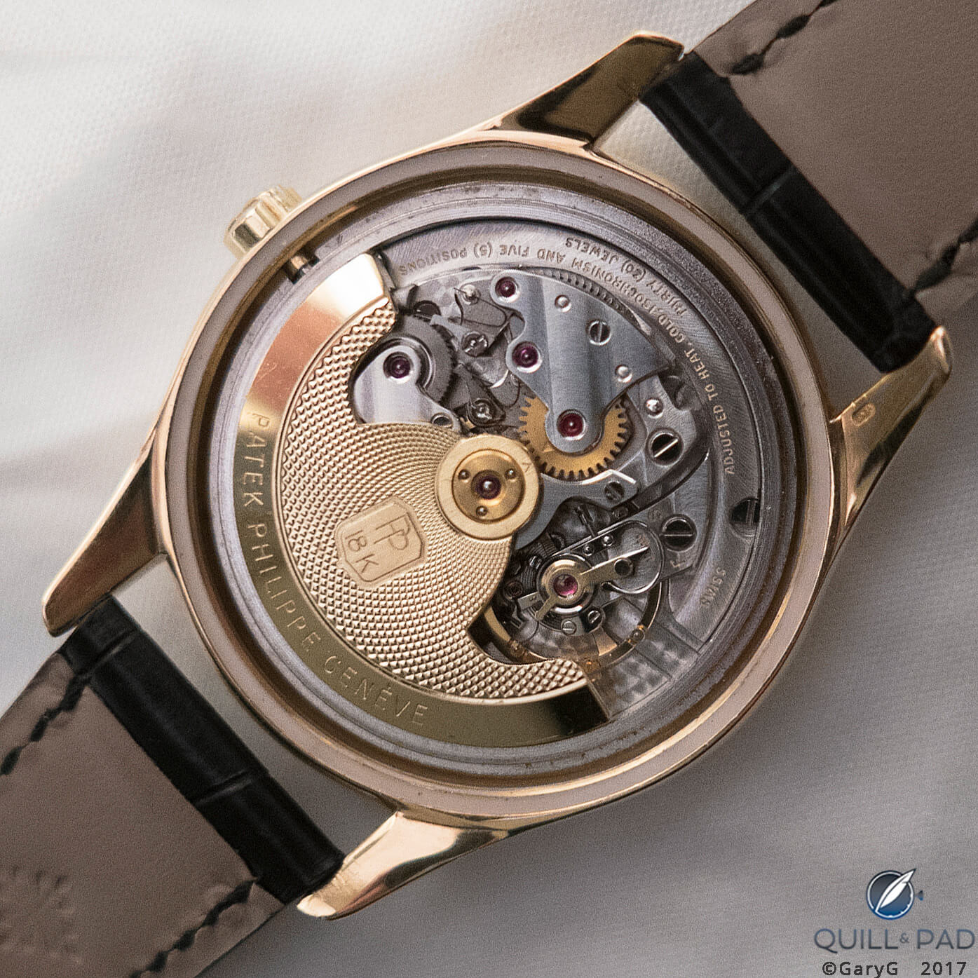 Patek Philippe Caliber 12-600 AT powering Reference 2526 with black enamel dial