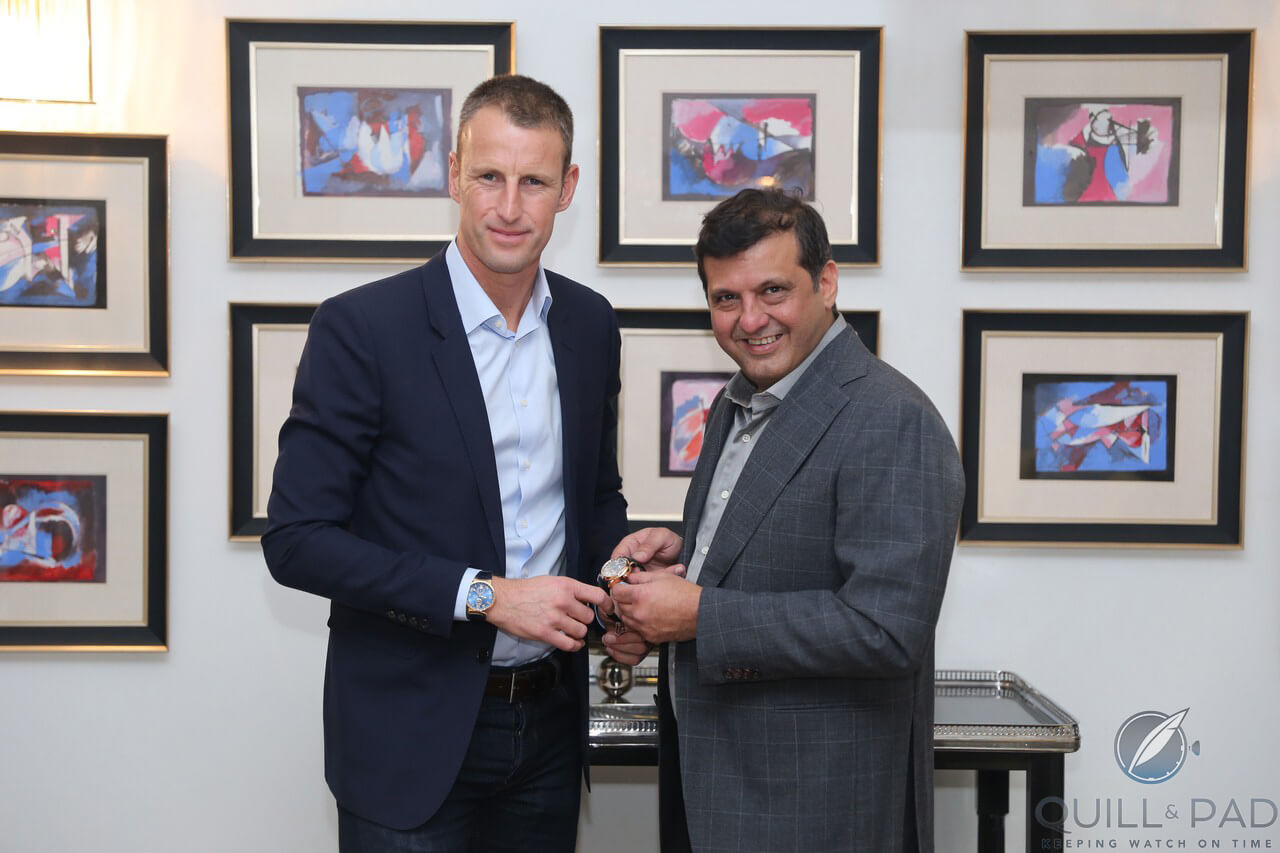 Ulysse Nardin CEO Patrick Pruniaux (left) with Rameez Sattar, owner of Collectibles in Karachi (photo courtesy Kashif Rafiq & Sohail Anwer)