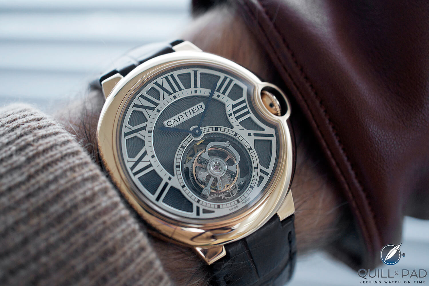 Cartier Ballon Bleu Tourbillon on the wrist (photo courtesy George Gramer)