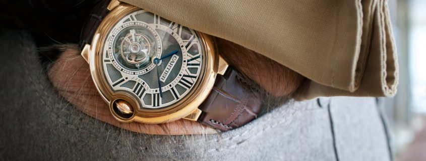 Cartier Ballon Bleu Tourbillon on the wrist (photo courtesy George Gramer)