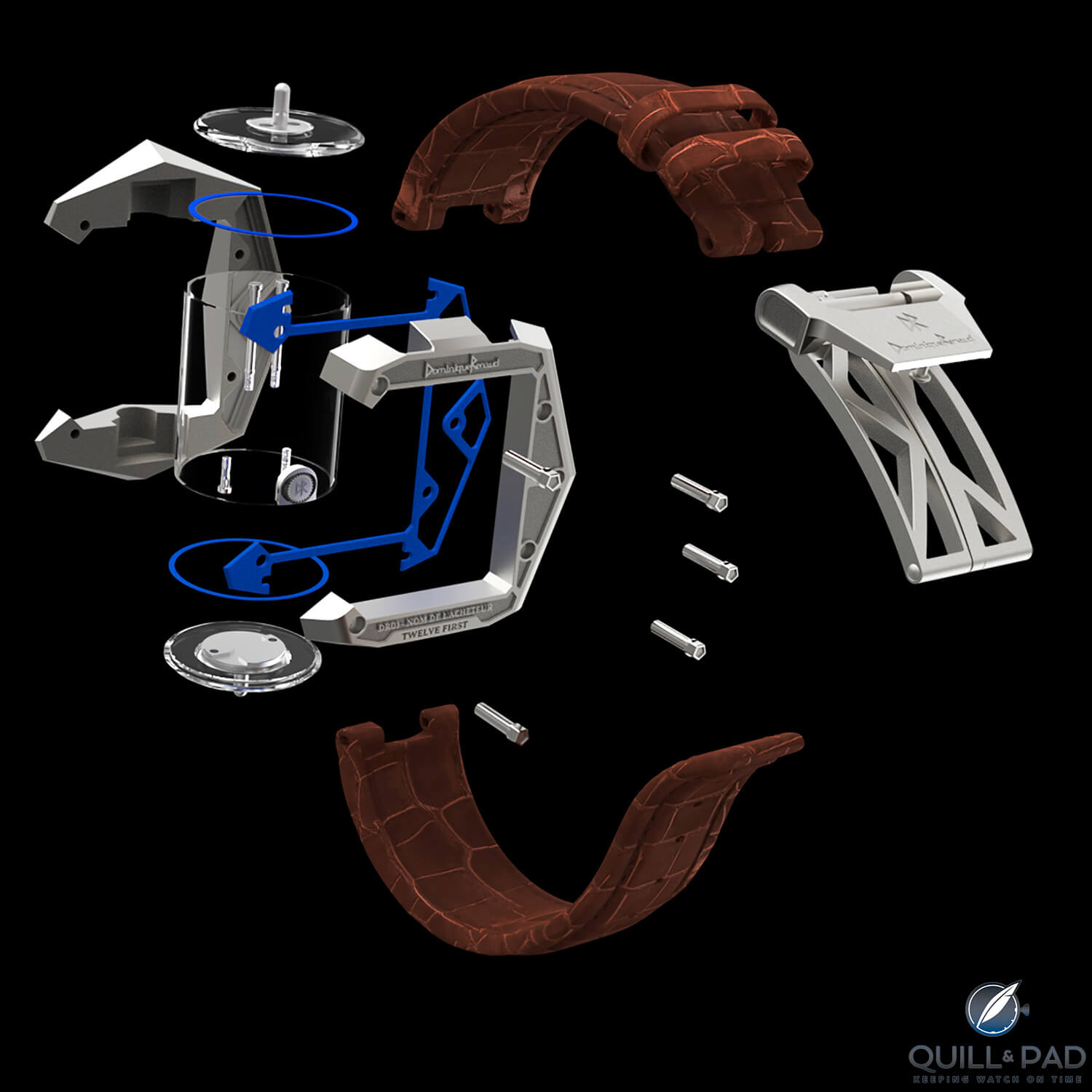 Exploded view of the frame of the Dominique Renaud DR01 Twelve First