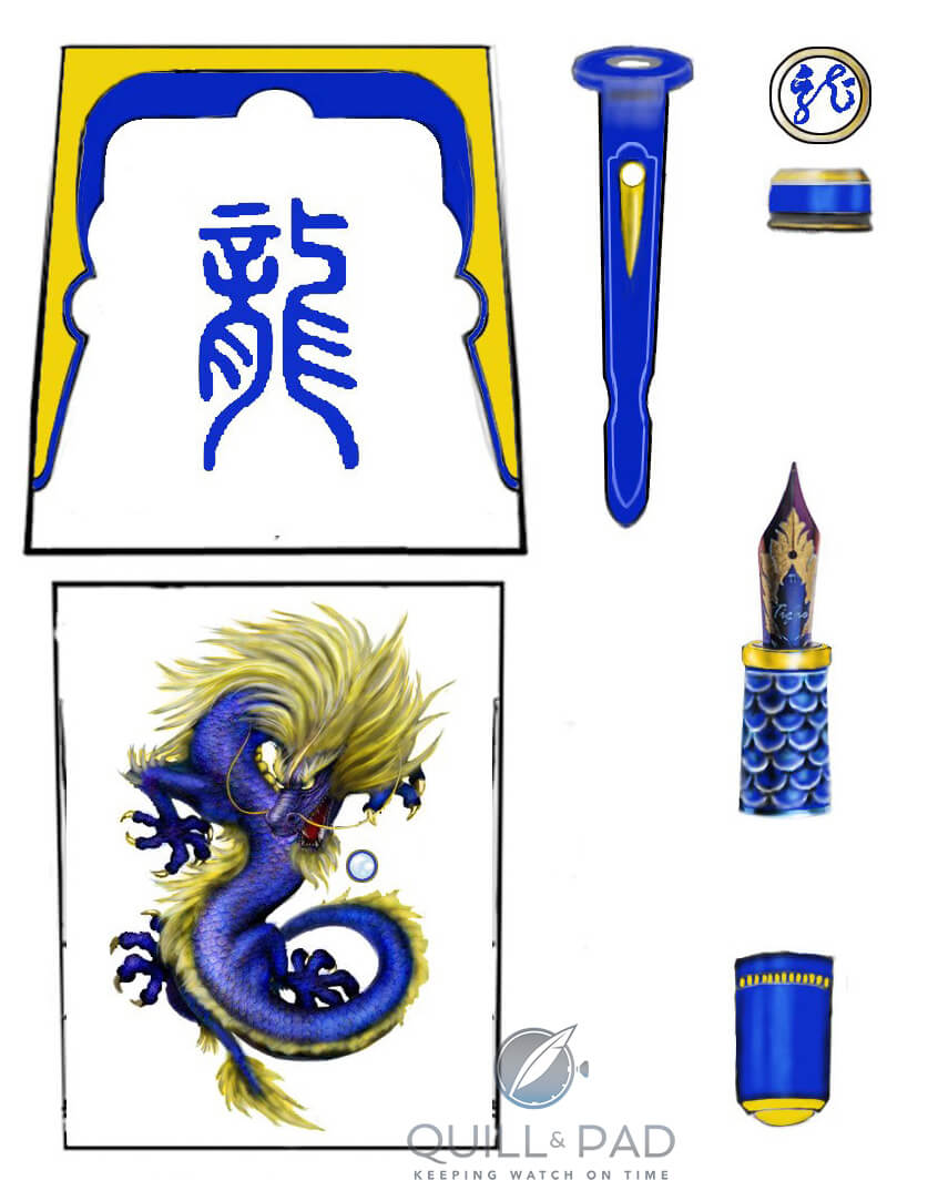 Initial design of the Grayson Tighe Blue Dragon