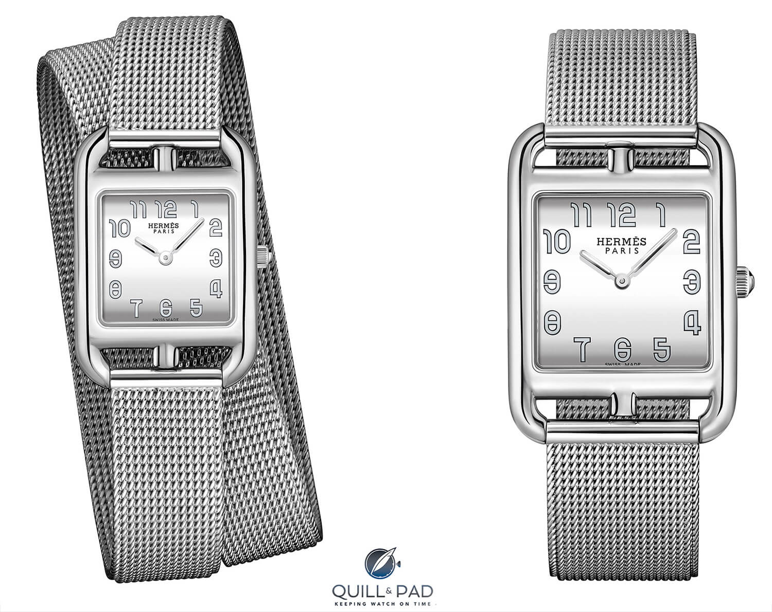 Hermès Cape Cod GM Milanese Double Tour (left) and Milanese S