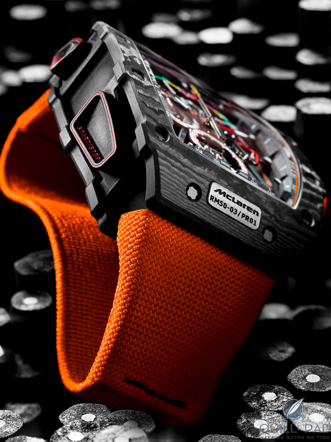 Richard Mille RM 50-03 Tourbillon Split Seconds Chronograph Ultralight McLaren F1 (photo courtesy Richard Mille/Ted Humble Smith)