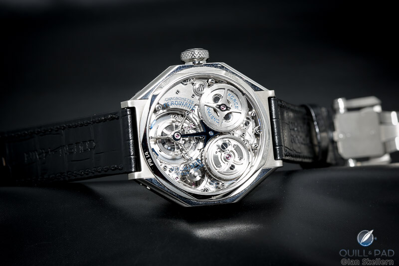 Back of the Ferdinand Berthoud Chronomètre FB 1.4 with sapphire crystal bridges