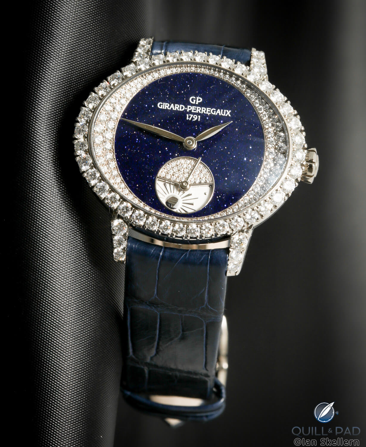 Diamond-set Girard-Perregaux Cat's Eye with adventurine dial