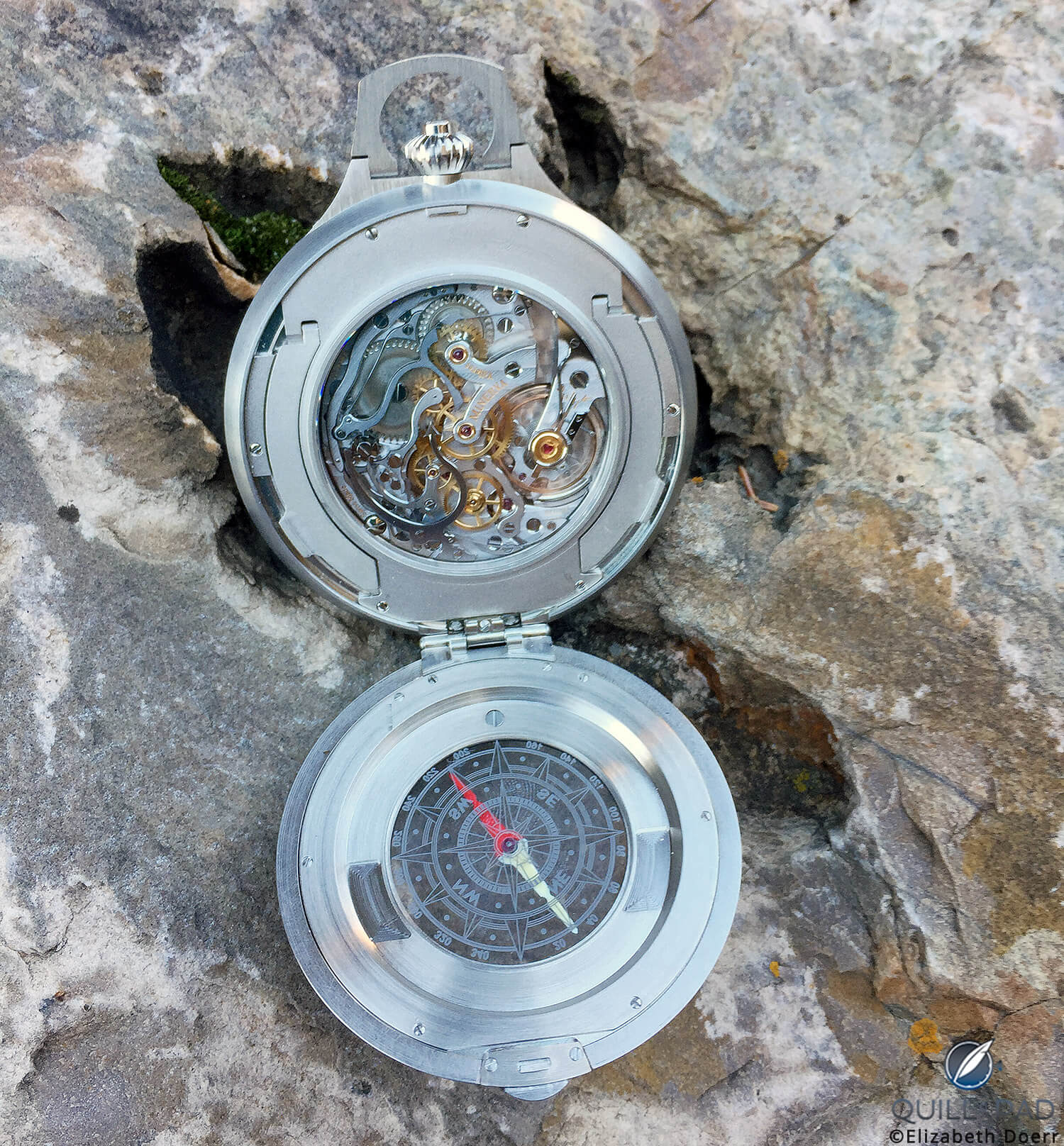 Inside the back cover of the Montblanc 1858 Pocket Watch Limited Edition 100