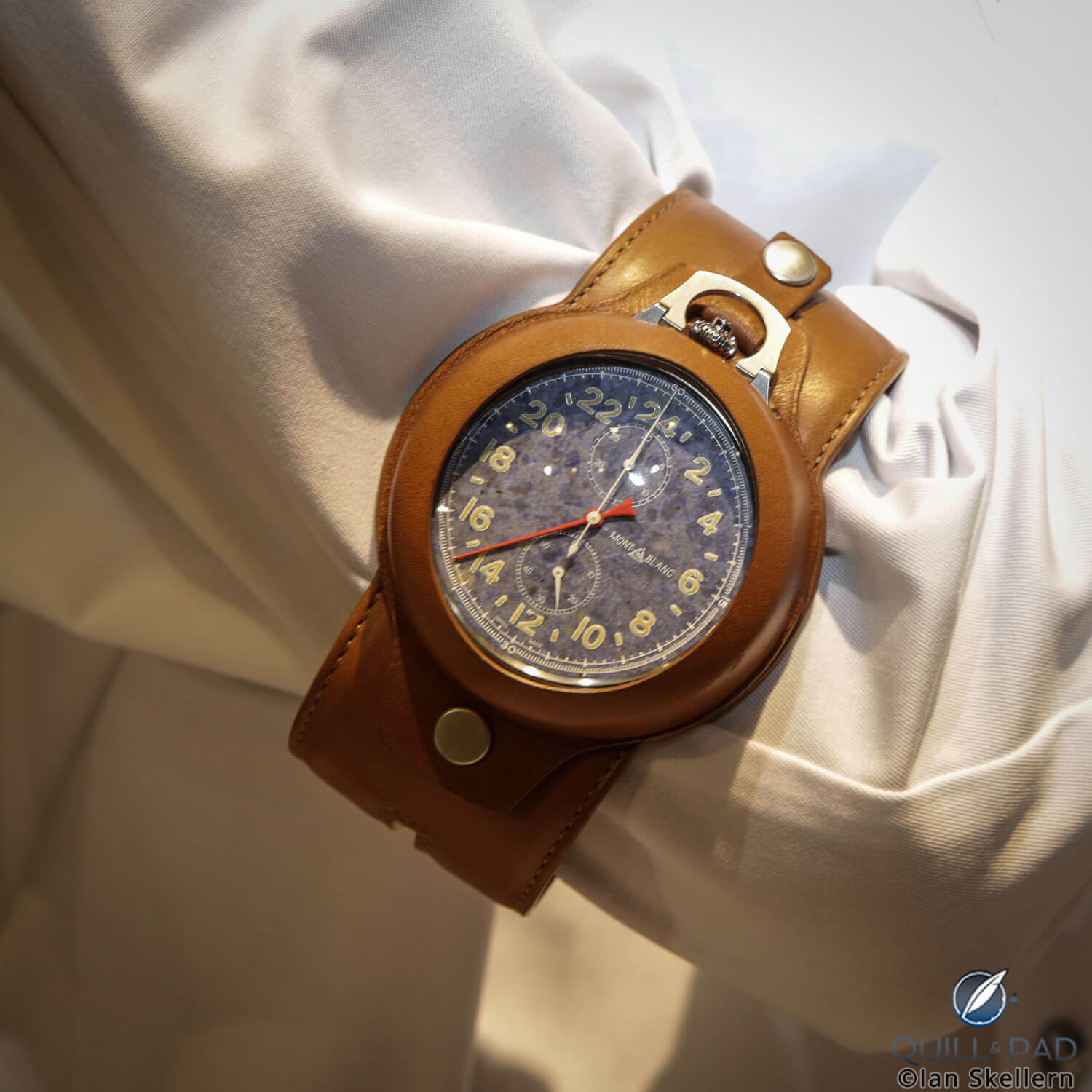 Montblanc 1958 pocket watch on arm strap