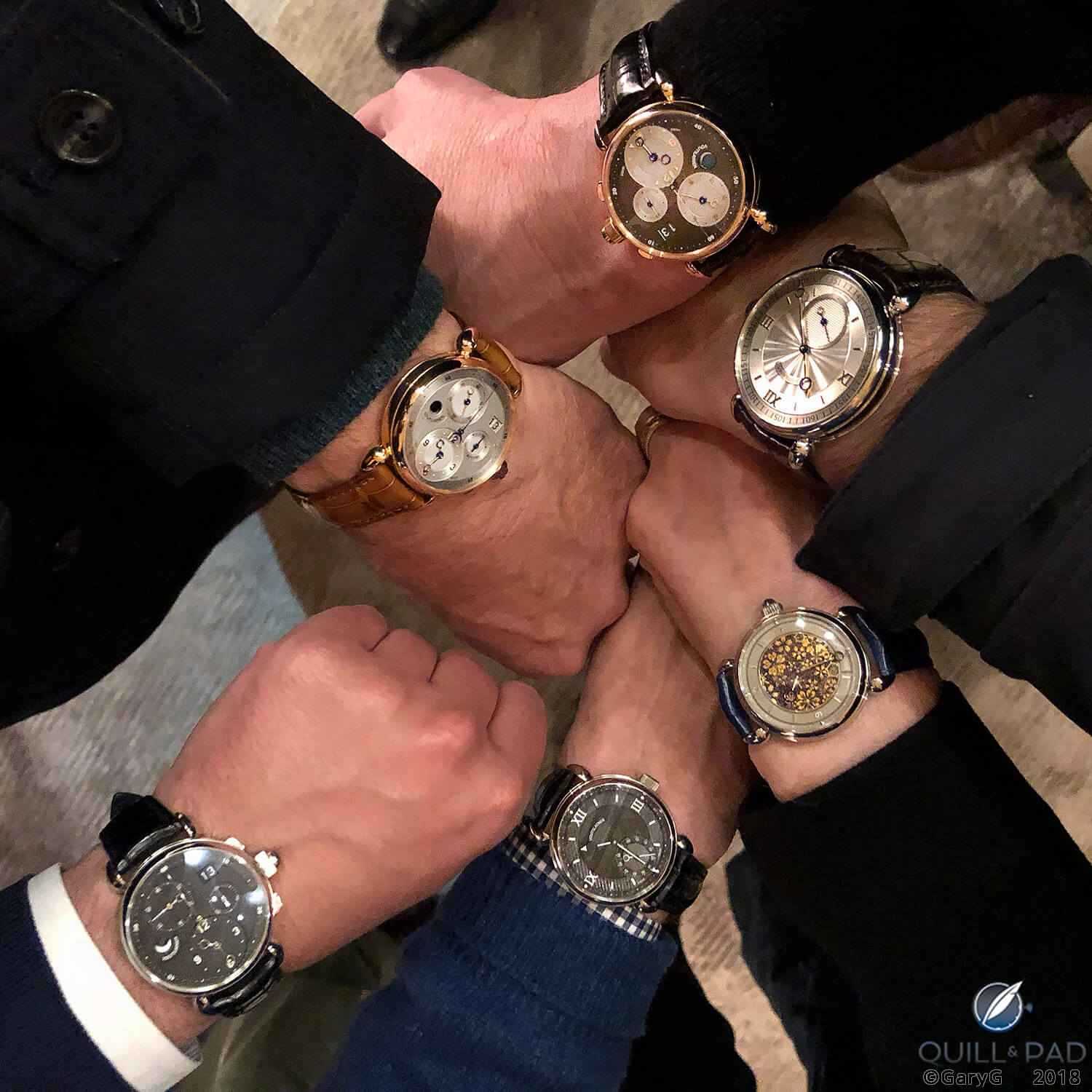 Group wrist shot, pre-SIHH dinner with Kari Voutilainen, 2018