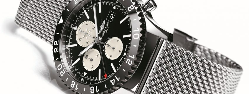 Breitling Chronoliner on mesh bracelet