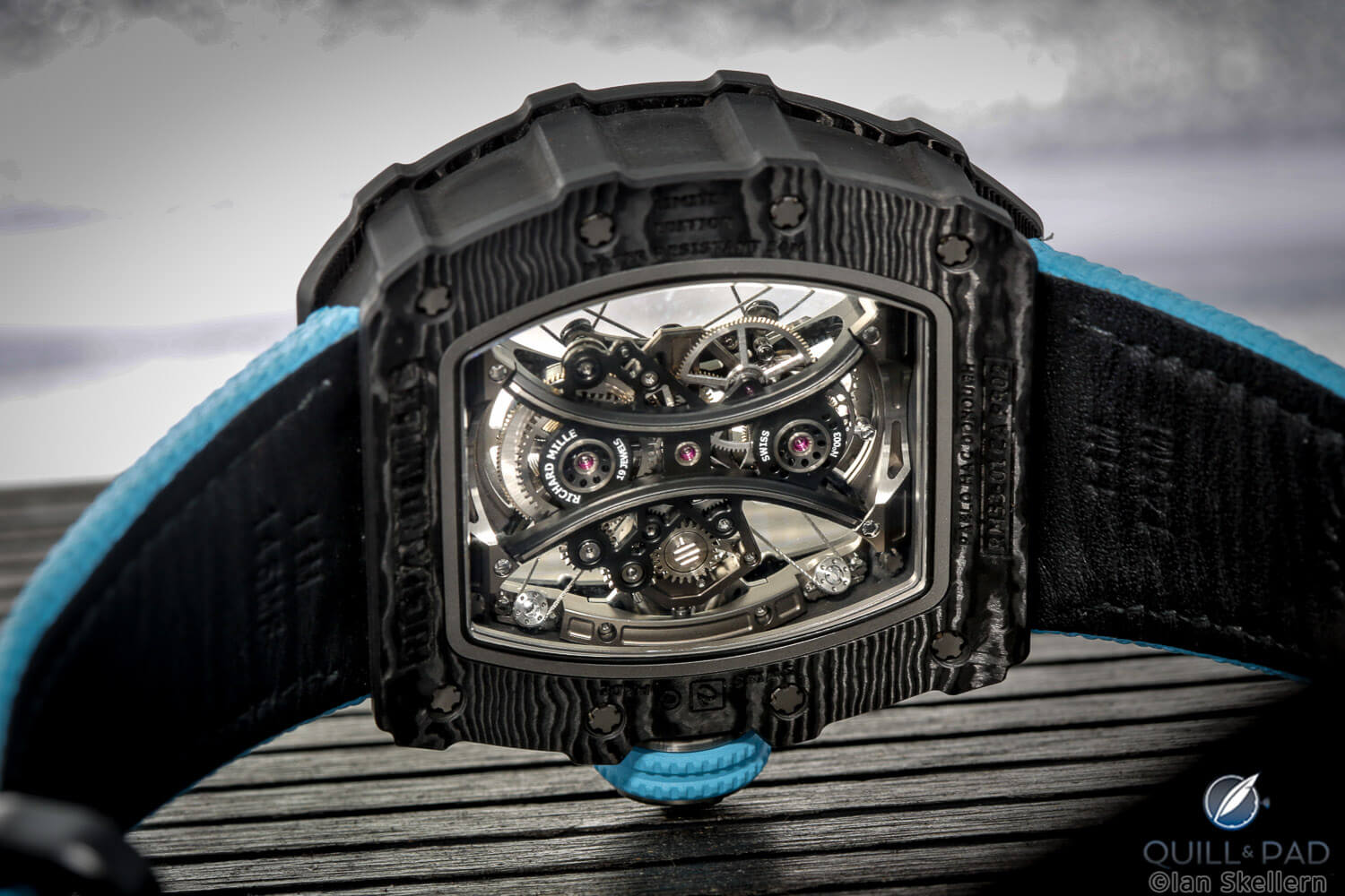 View through the display back of the Richard Mille RM 53-01 Pablo Mac Dough