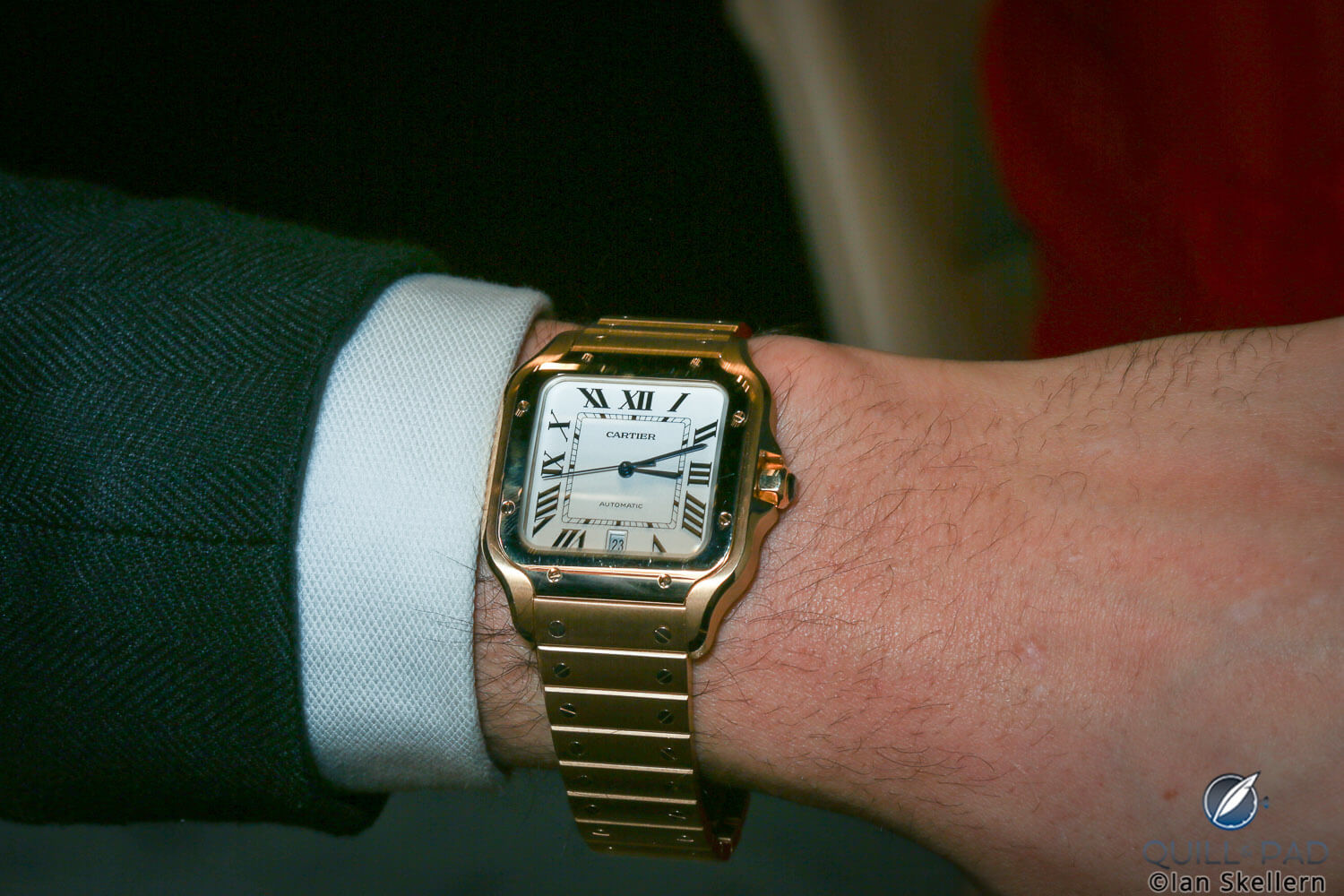 Santos de Cartier on the wrist