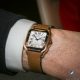 Santos de Cartier in pink gold on the wrist
