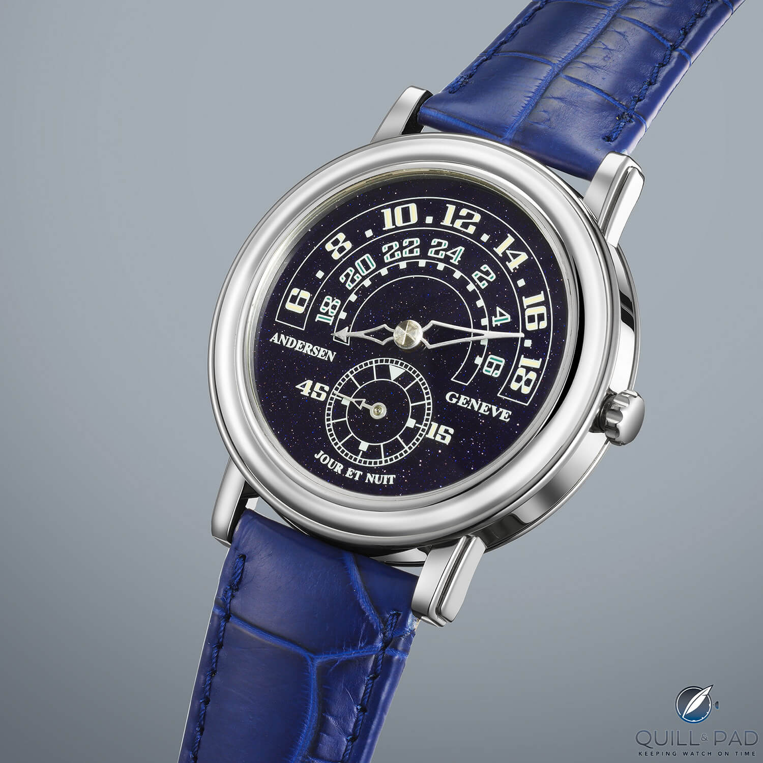 Andersen Genève's Grand Jour & Nuit model with aventurine dial