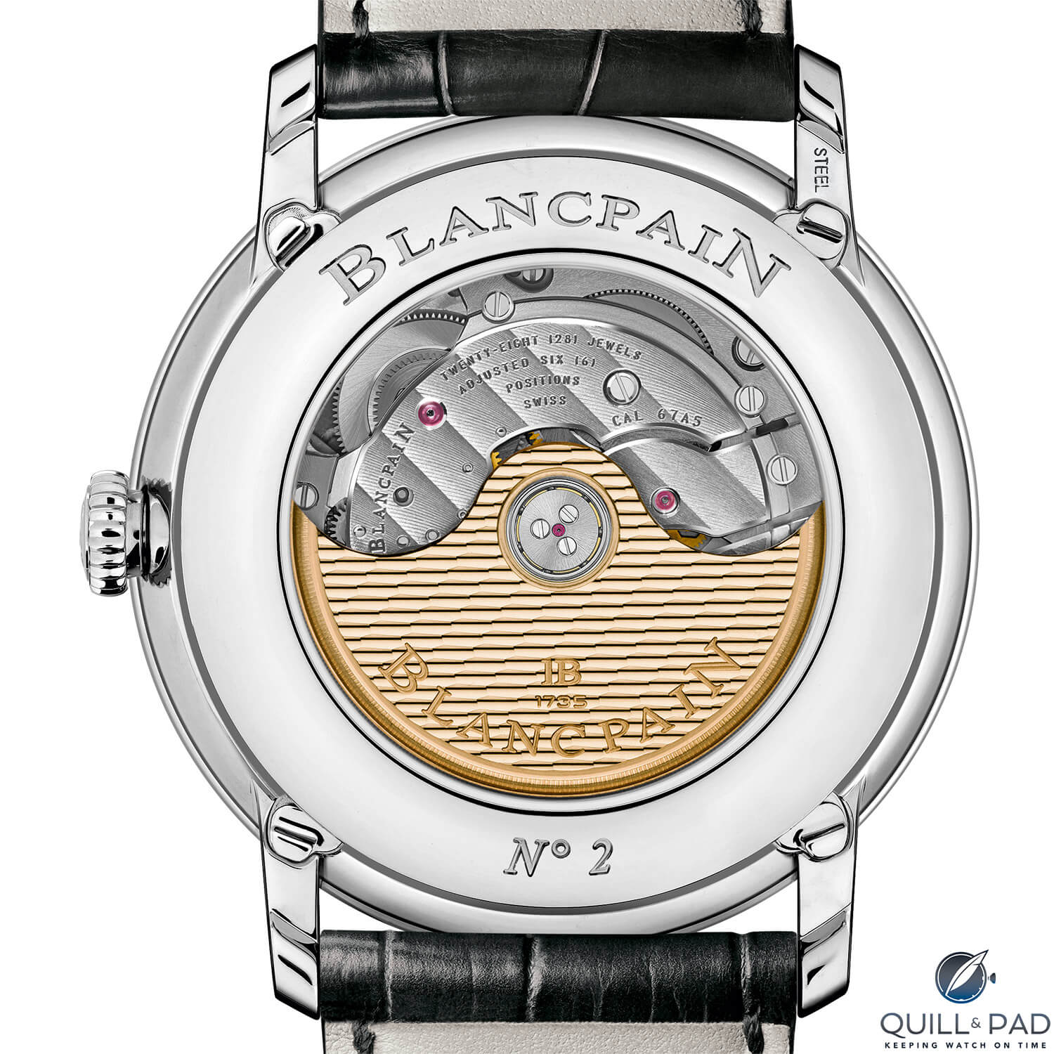 Through the display back of the Blancpain Villeret Quantième Complet GMT