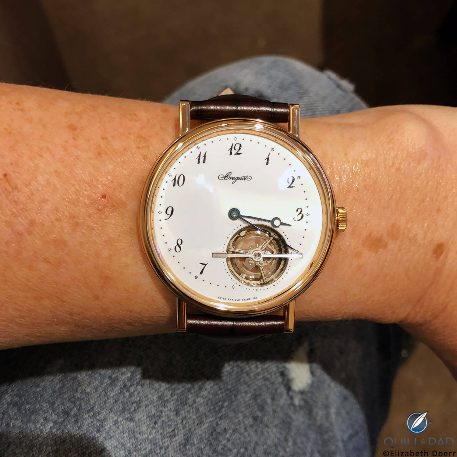 Breguet Classique Tourbillon Extra-Plat Automatique 5367 Grand Feu Enamel on the wrist