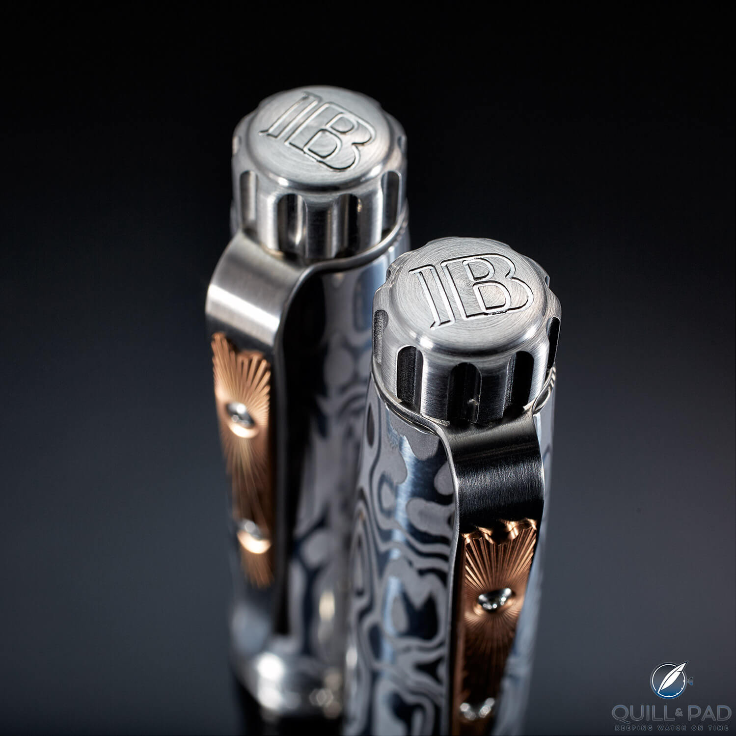 Engraved caps of the Grayson Tighe Blancpain Series 1