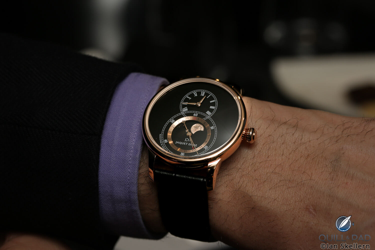 Jaquet Droz Grande Seconde Moon Black Enamel on the wrist