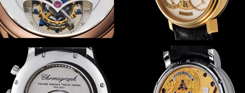 Watchmakers: The Masters of Art Horology, clockwise from top left Jean Daniel Nicolas (Mr. Daniel Roth), George Daniels, Roger Smith and Hajime Asaoka