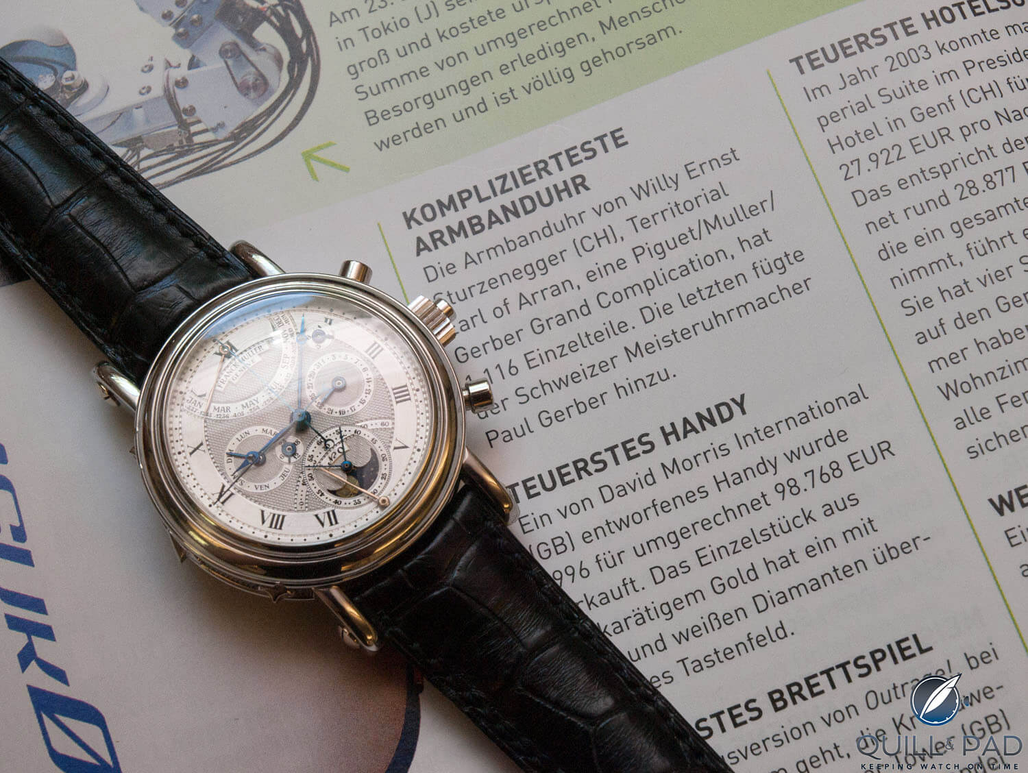 Since 2005 listed as the most complicated wristwatch in the world (by count of components): the Superbia Humanitatis