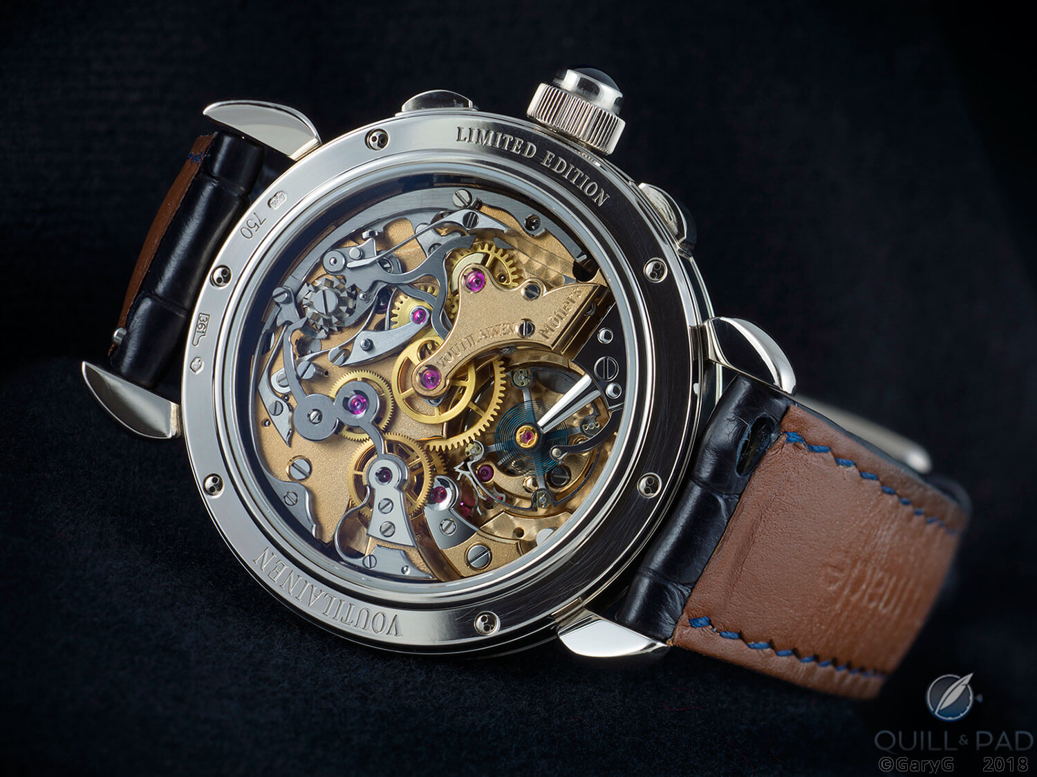 Movement view, Voutilainen chronograph as captured with the Hasselblad X1D and Nikon PC-E 85 mm lens