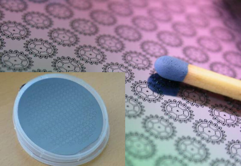 Etched silicon wafer containing hundreds of silicon components destined for the Ulysse Nardin Freak's escapement