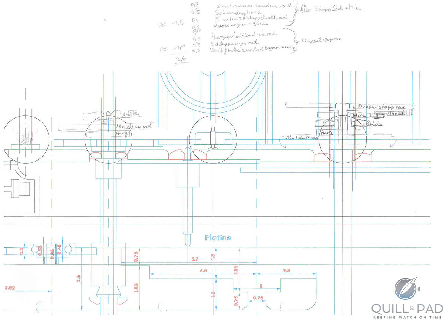 Paul Gerber had to carefully plan the chronograph design of Caliber 17 so that it would fit into the case and the dial layout