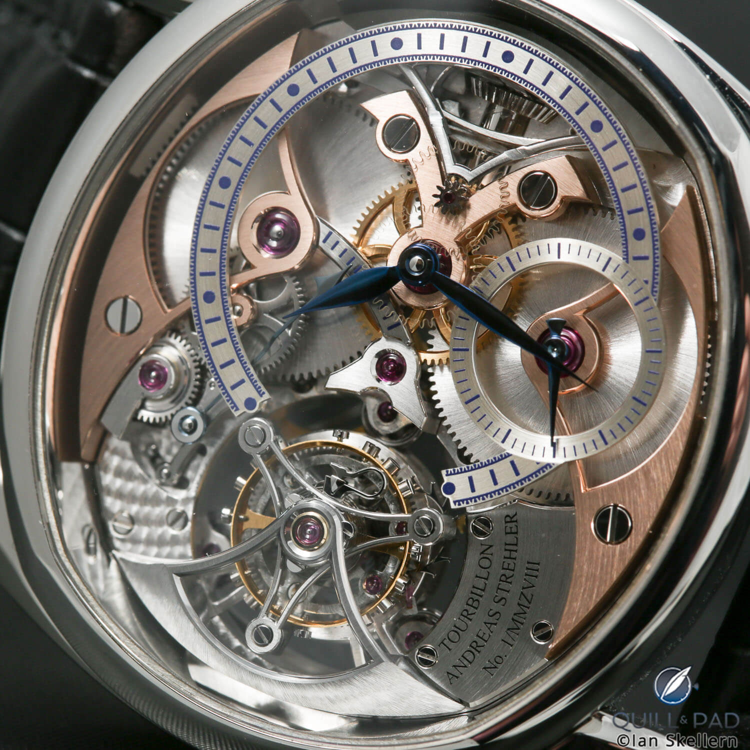 Close up look dialside of the Andreas Strehler Transaxle Tourbillon
