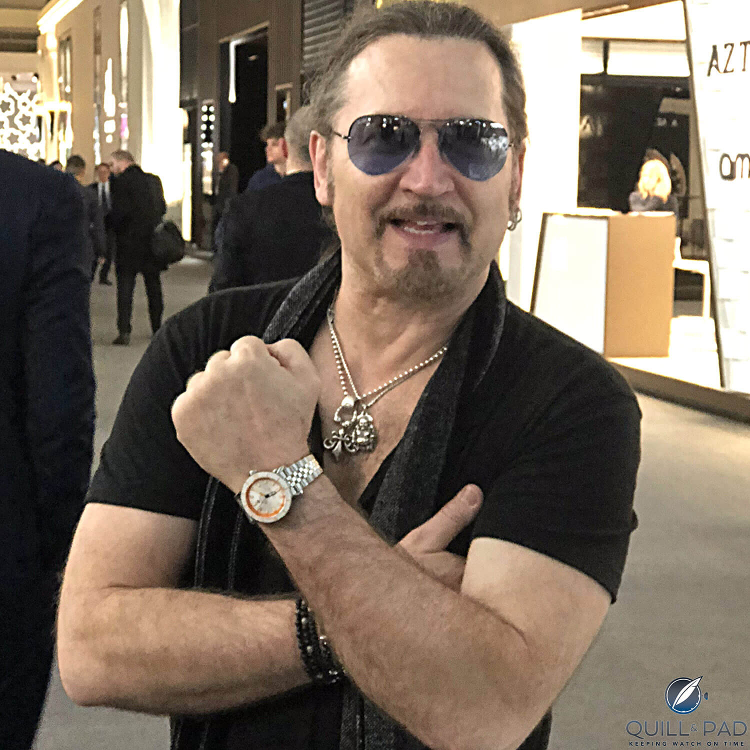 Eric Singer wearing the Zodiac Super Sea Wolf Topper Edition that he helped design