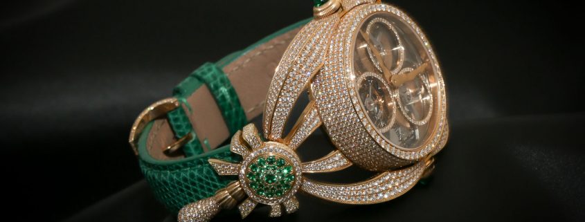 Giberg Niura Flying Tourbillon in red gold set with diamonds
