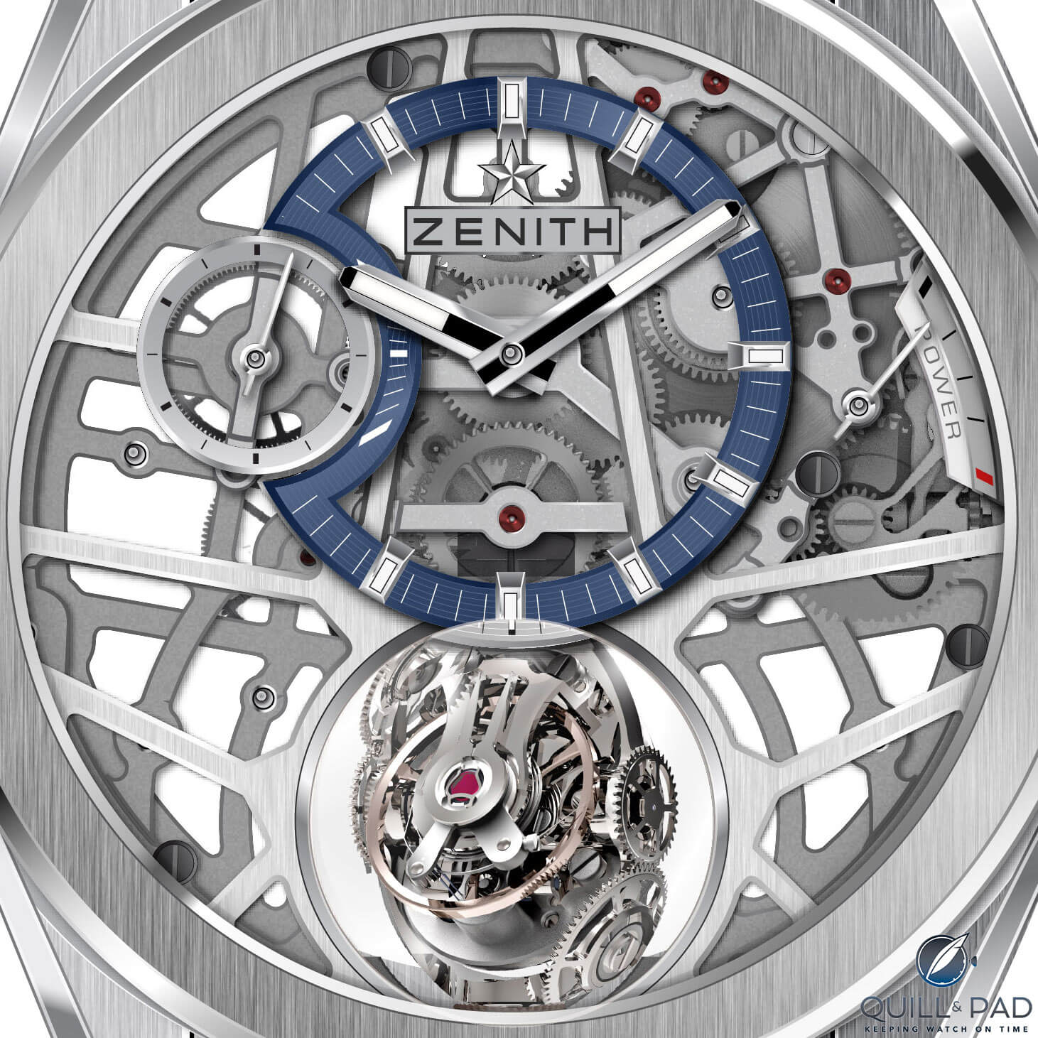 A close look at the Zenith Defy Zero G's gyroscopic balance module