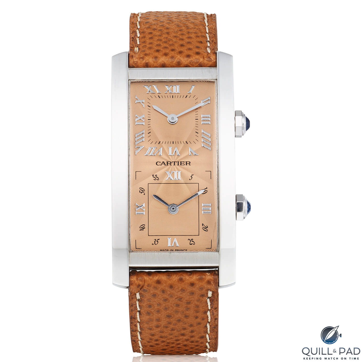 Cartier Tank Cintrée Dual Time Zone with salmon dial (photo courtesy Sotheby's)
