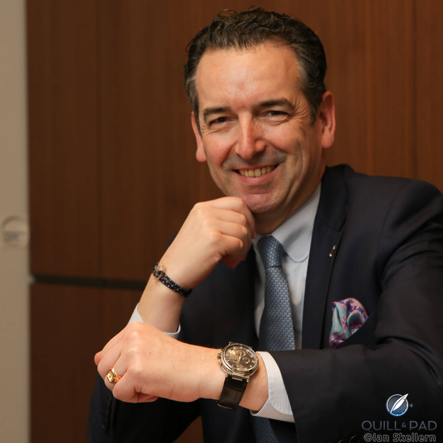 Emmanuel Breguet at Baselworld 2018 wearing a Marine Chronographe Reference 5527