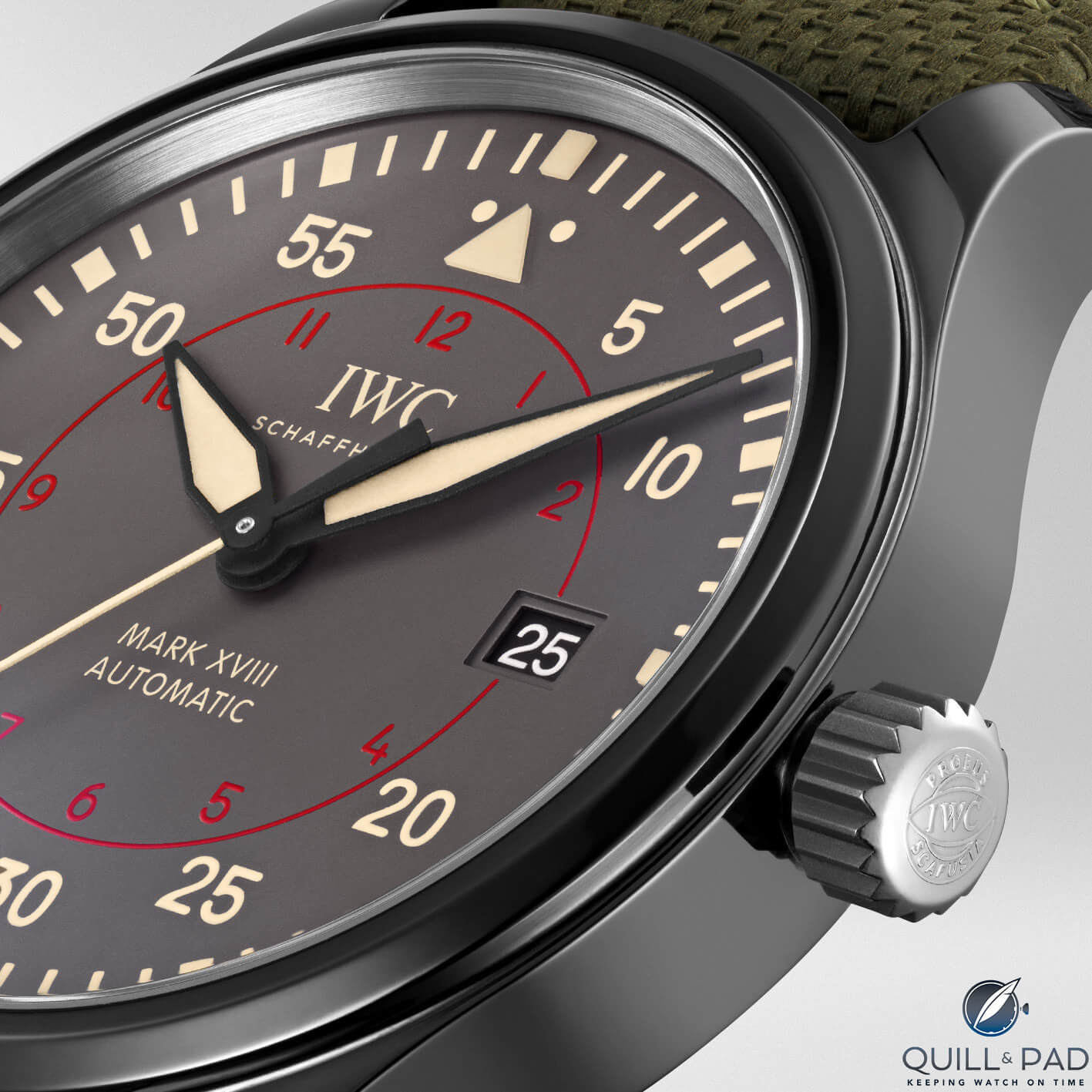 Titanium crown of the IWC Mark XVIII Top Gun Miramar