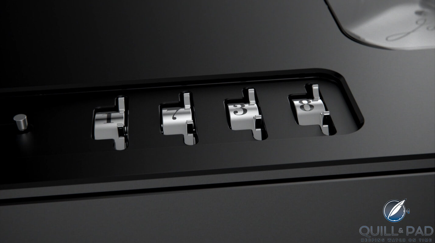 4-digit code secures access to the operation of the Jaquet Droz Signing Machine