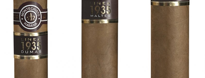 Montecristo Línea 1935 (L-R): Dumas (49 x 130 mm), Maltés (53 x 153 mm), and the Leyenda (55 x 165 mm)