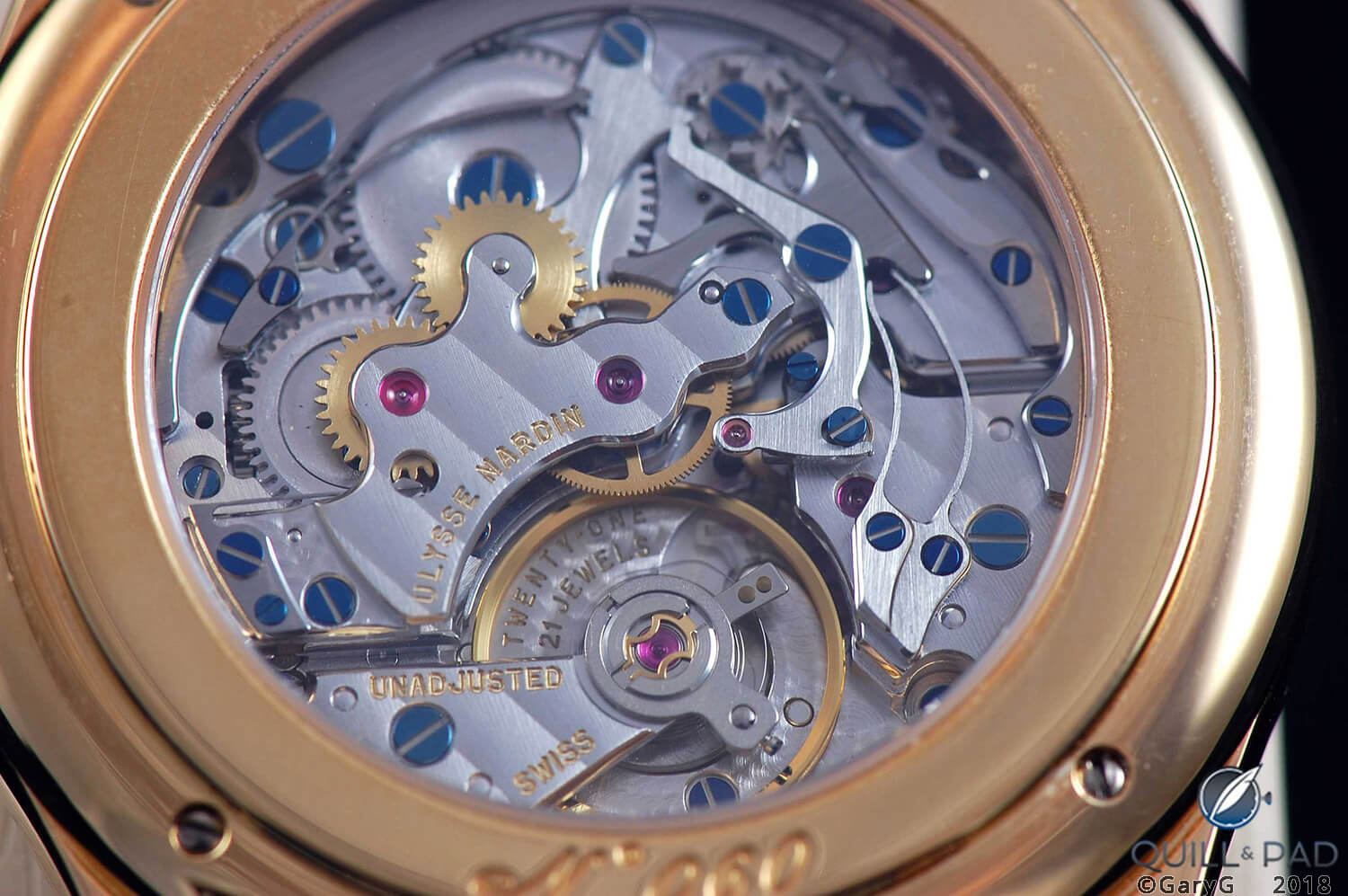 Blued screws, sort of: Ulysse Nardin Monopusher Chronograph