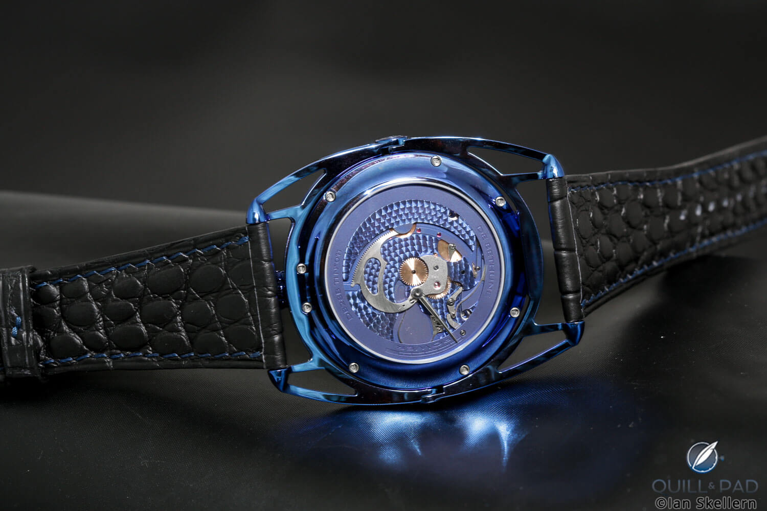 Back of the De Bethune DB28 Steel Wheels Blue