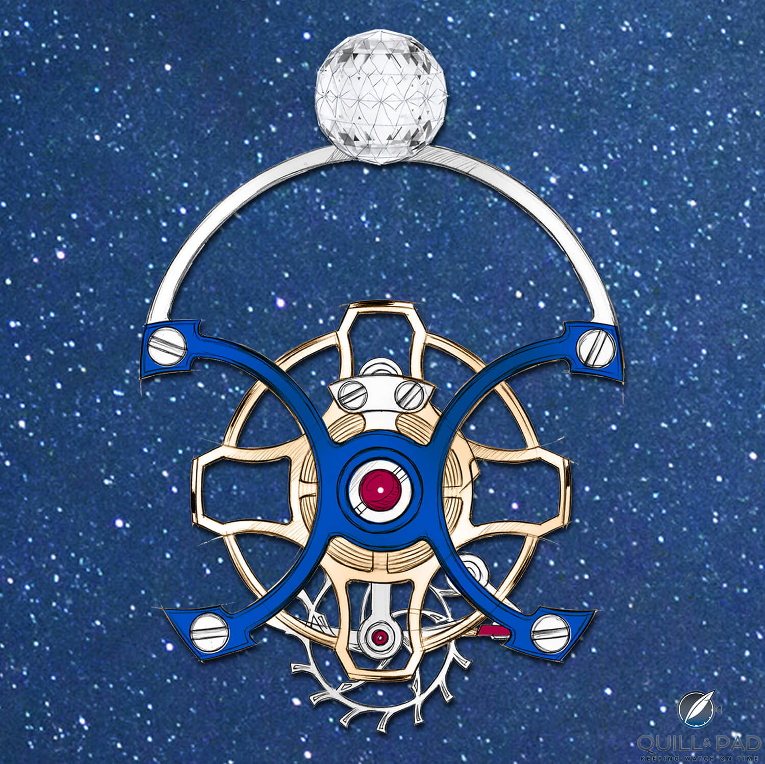 Diamond capped regulator of the Louis Moinet Spacewalker