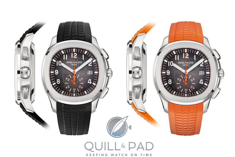 Patek Philippe Aquanaut Chronograph Reference 5968A on orange and black straps