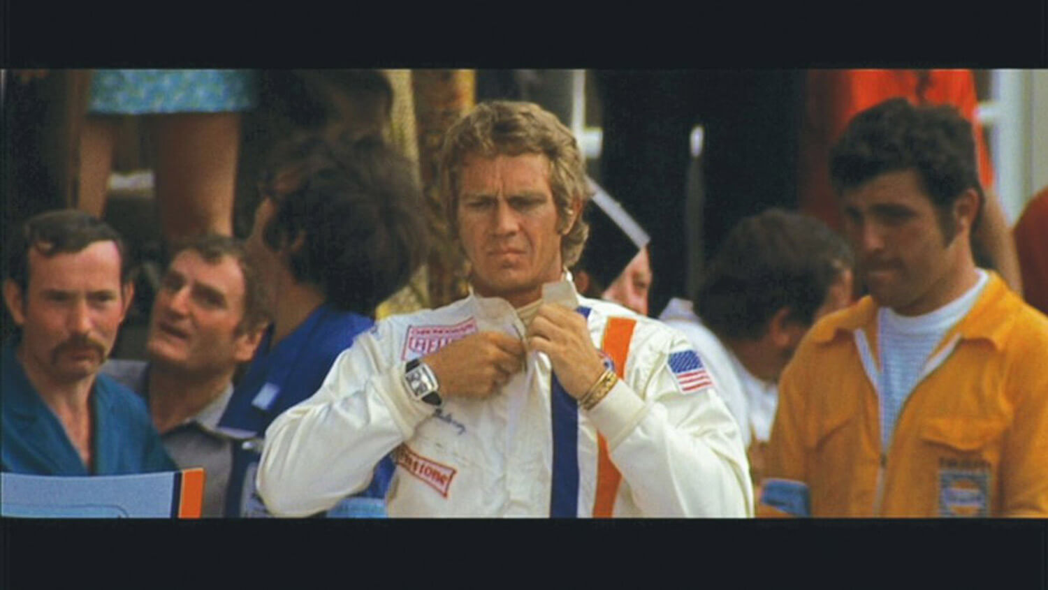 Steve McQueen wearing a Heuer Monaco on the set of the film Le Mans