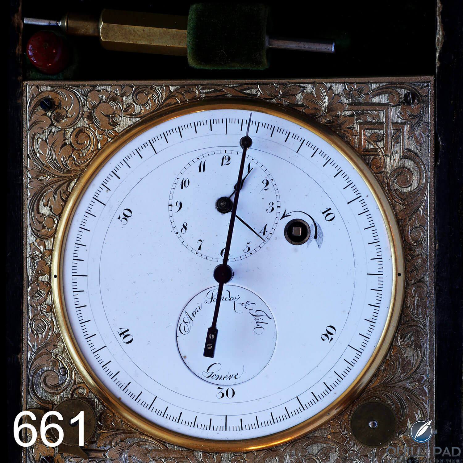 The Ami Sandoz ink-drop chronograph from Gerd-Rüdiger Lang’s extensive chronograph collection (photo courtesy Kurt Strehlow)