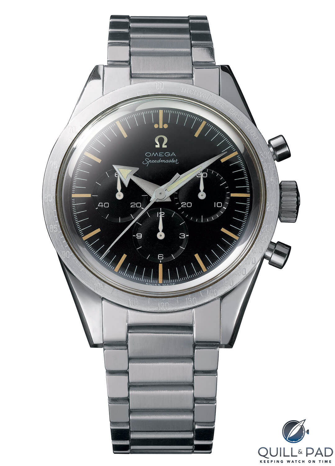 1957 Omega Broad arrow chronograph is powered by a featuring Caliber 321 movement
