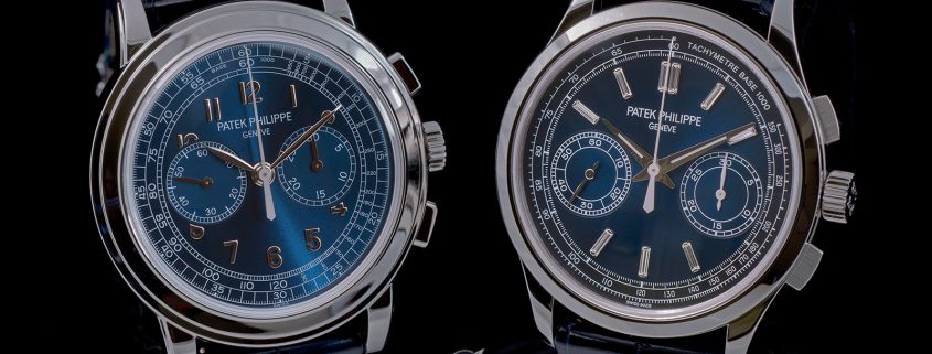 Big hitters: Patek Philippe Reference 5070P-013 (at left) and Reference 5170P