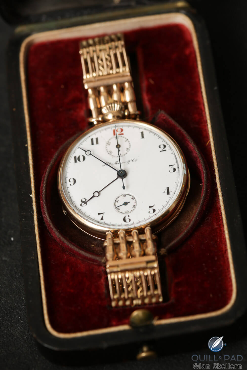 Henry Moser wrist chronograph with gold Fabergé bracelet from the early 1900s from Gerd-Rüdiger Lang’s extensive chronograph collection