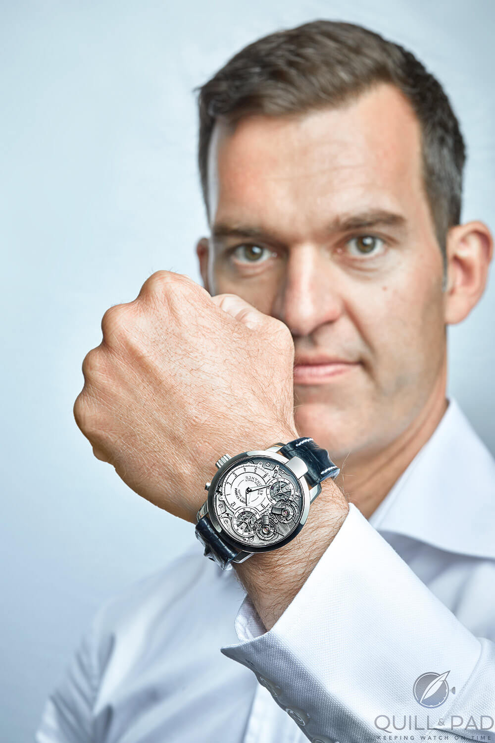 Claude Greisler of Armin Strom wearing his favorite watch: Mirrored Force Resonance