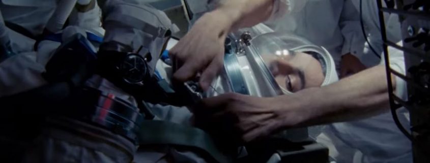 Ryan Gosling as Neil Armstrong wearing an Omega Speedmaster in the upcoming film 'First Man' (photo courtesy Universal Films)