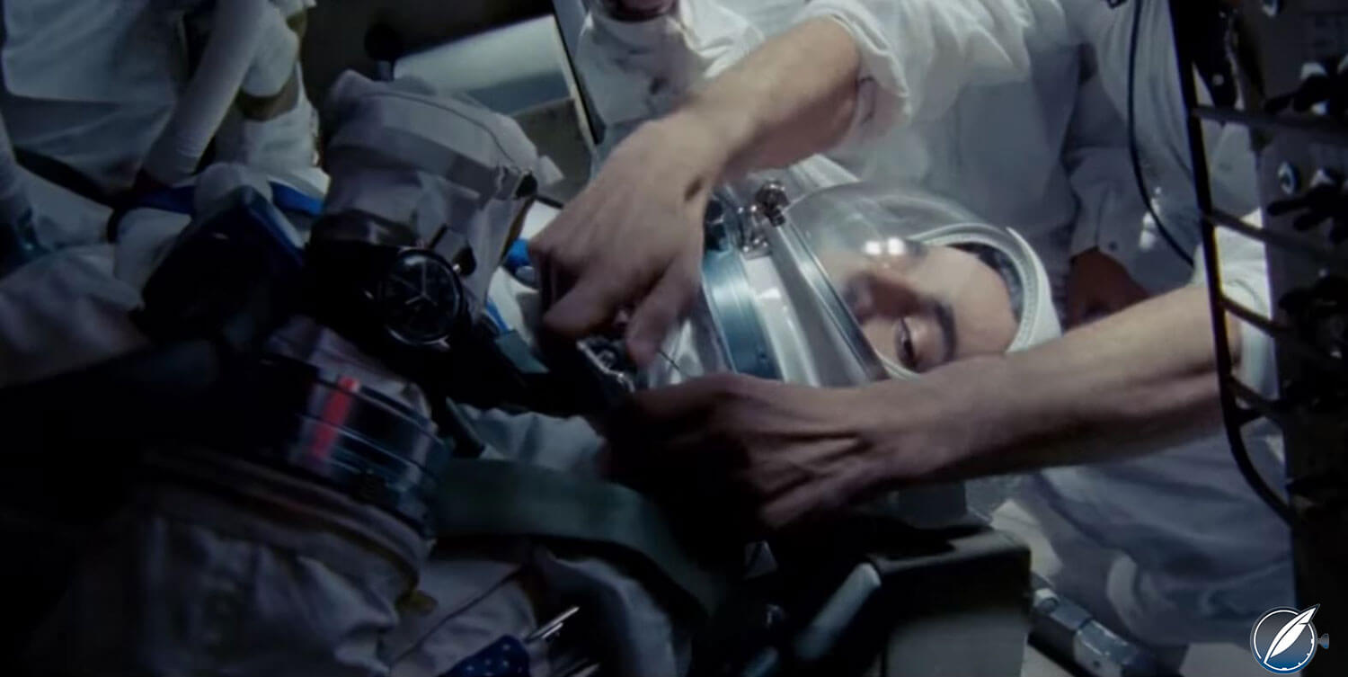 Ryan Gosling as Neil Armstrong wearing an Omega Speedmaster in the upcoming film 'First Man' (photo courtesy Universal Films)