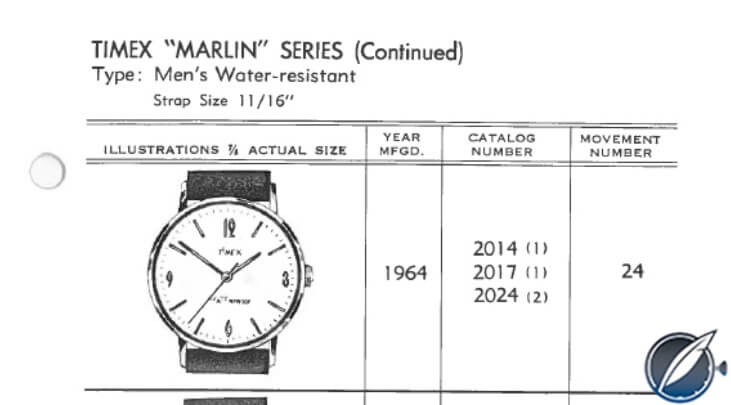 1964 Timex catalogue illustration, Model 2014