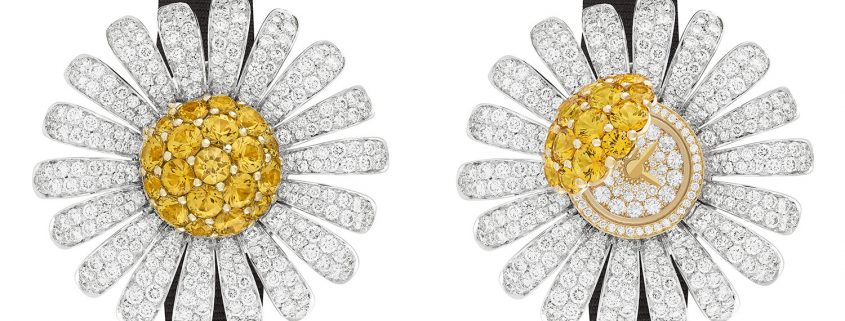 Van Cleef & Arpels Marguerite secret watch closed and open